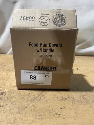 BRAND NEW! Cambro Commercial Clear Polycarbonate 1/6 Size Food Pan Covers! 6 Per Case! Model: 60CWCHTRI!
