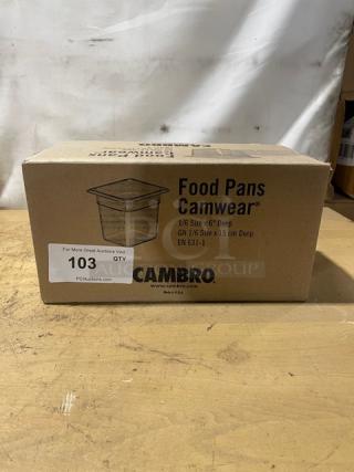 BRAND NEW! Cambro Camwear Series Commercial Clear Polycarbonate 1/6 Size 6" Deep Food Pans! Model: 66CWTRI135!
