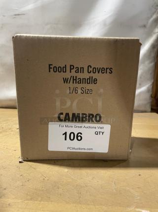 BRAND NEW! Cambro Commercial Clear Polycarbonate 1/6 Size Food Pan Covers! Model: 60CWCHTRI135!