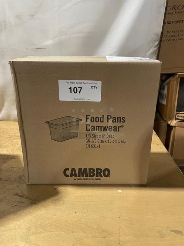 BRAND NEW! Cambro Camwear Series Commercial Clear Polycarbonate 1/3 Size 6" Deep Food Pans! Model: 36CW135! - Image 1 of 9