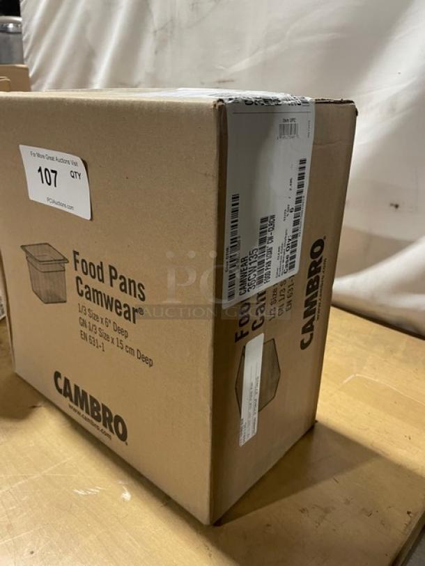 BRAND NEW! Cambro Camwear Series Commercial Clear Polycarbonate 1/3 Size 6" Deep Food Pans! Model: 36CW135! - Image 2 of 9