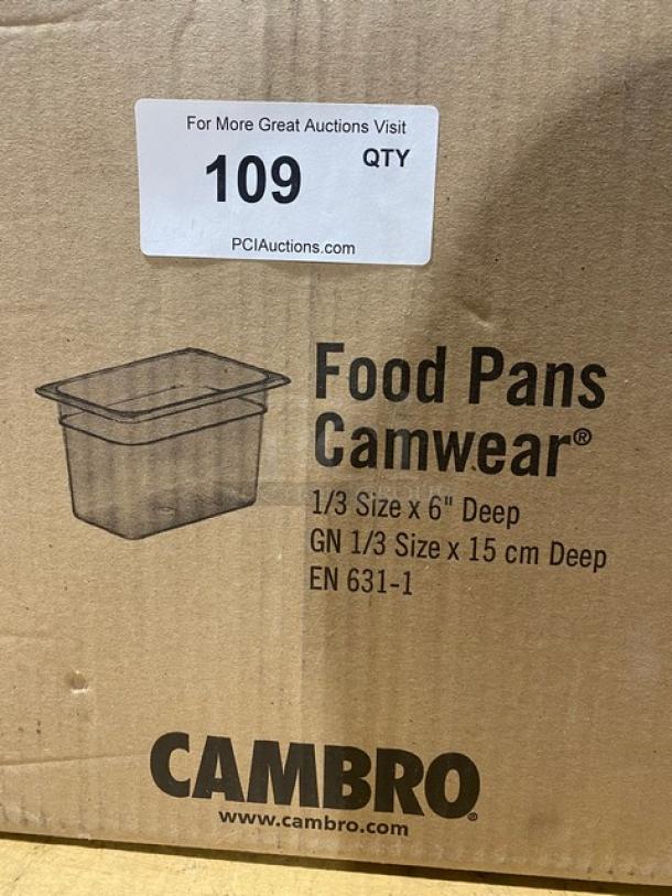 BRAND NEW! Cambro Camwear Series Commercial Clear Polycarbonate 1/3 Size 6" Deep Food Pans! Model: 36CW135! - Image 3 of 6