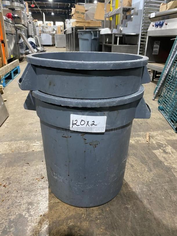 Carlisle Commercial Gray Heavy Duty 10 Gal. Round Trash/Waste Container! With Handles! 2X Your Bid! - Image 1 of 7
