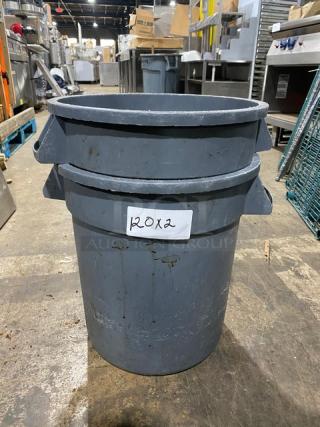 Carlisle Commercial Gray Heavy Duty 10 Gal. Round Trash/Waste Container! With Handles! 2X Your Bid!