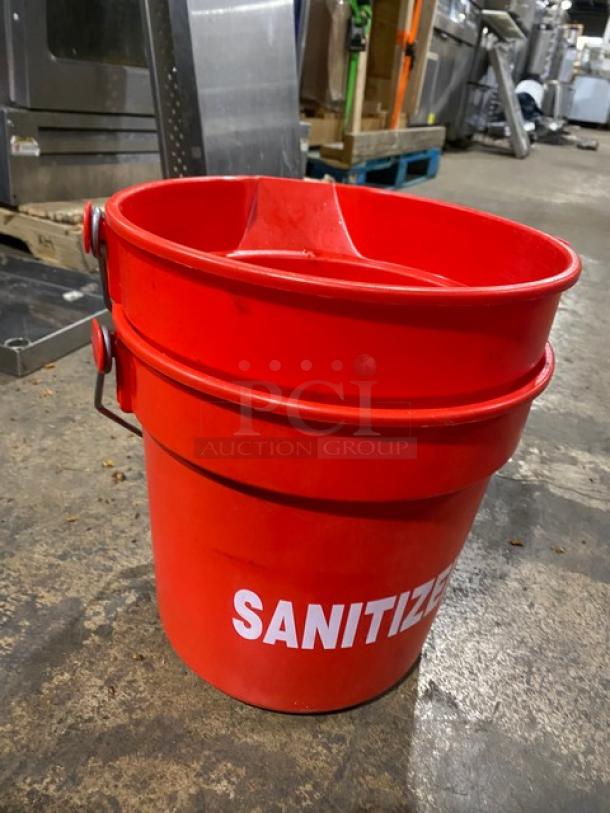 Commercial Red Sanitizer Style Pail Buckets! With Comfort Grip Handle! 2X Your Bid! - Image 3 of 8