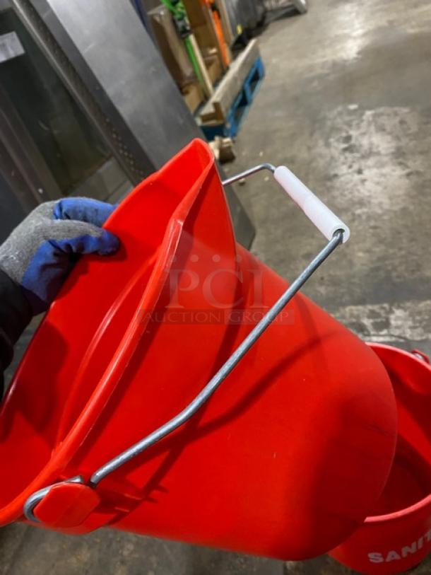 Commercial Red Sanitizer Style Pail Buckets! With Comfort Grip Handle! 2X Your Bid! - Image 8 of 8