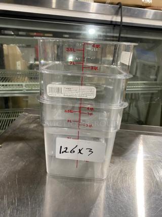 NEW! Cambro Commercial Clear Polycarbonate 4 Qt. Food Container! Model: 4SFSCW135! 3X Your Bid!