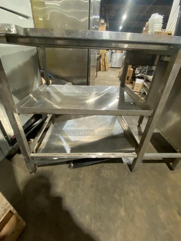 Custom Commercial Stainless Steel Worktop Table/Equipment Stand! With Double & Single Undershelf! With Drip Tray! On Legs! - Image 4 of 7
