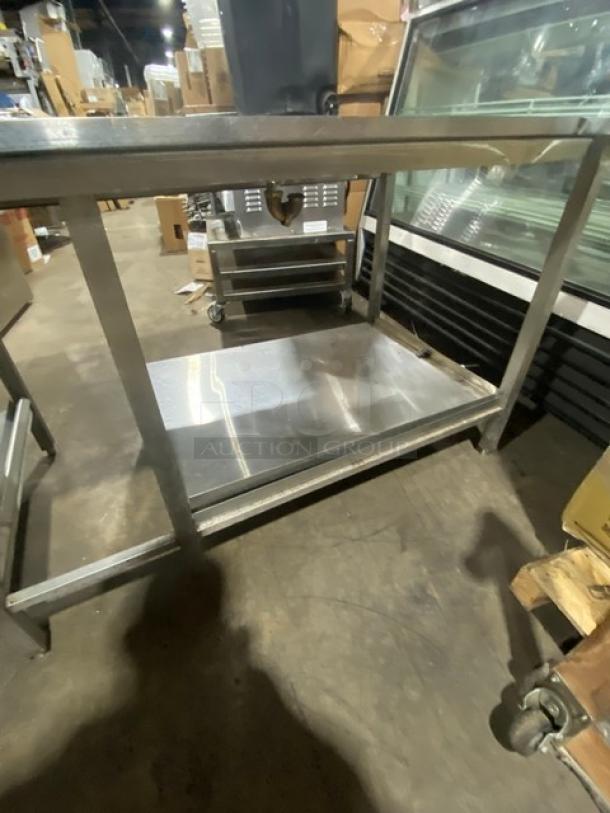 Custom Commercial Stainless Steel Worktop Table/Equipment Stand! With Double & Single Undershelf! With Drip Tray! On Legs! - Image 5 of 7