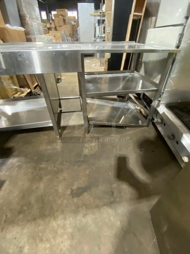 Custom Commercial Stainless Steel Worktop Table/Equipment Stand! With Double & Single Undershelf! With Drip Tray! On Legs! - Image 7 of 7