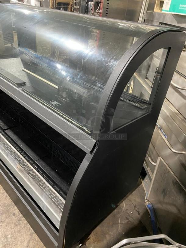 Structural Concepts Commercial Black Refrigerated Dual Service Open Grab-N-Go Merchandiser Display Case! With Curved Glass Top Display Showcase! With Rear Access Sliding Glass Doors! Model: SB5766.3923A SN: 439439IN221804! 220V 1 Phase! On Legs! - Image 4 of 9