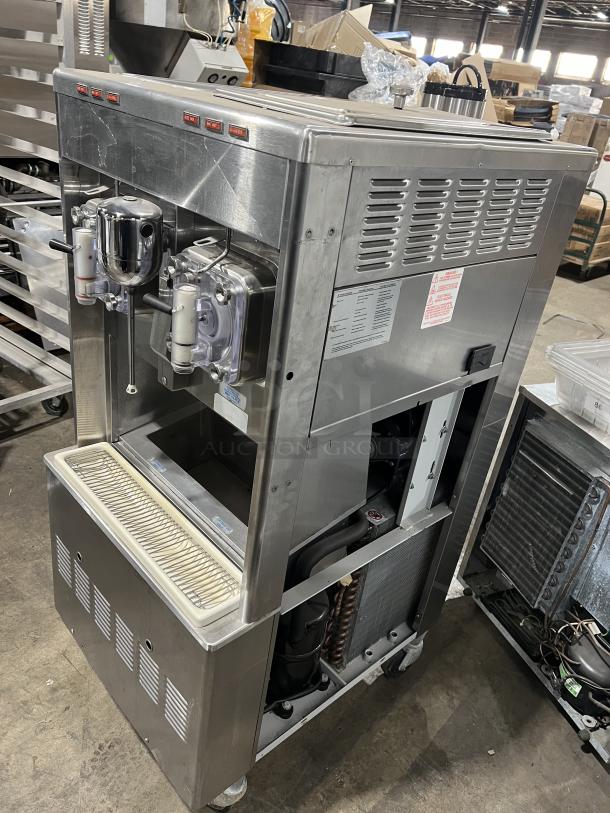 Taylor Commercial Stainless Steel Electric Powered 2-Flavor Uncarbonated Frozen Beverage/Coolatta Machine! With Blender/Mixing Attachment! With Drip Tray! Model: 342D-27 SN: K6018647! 208-230V 1 Phase! On Casters! - Image 2 of 7