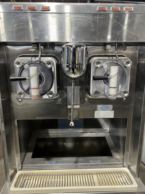 Taylor Commercial Stainless Steel Electric Powered 2-Flavor Uncarbonated Frozen Beverage/Coolatta Machine! With Blender/Mixing Attachment! With Drip Tray! Model: 342D-27 SN: K6018647! 208-230V 1 Phase! On Casters! - Image 5 of 7