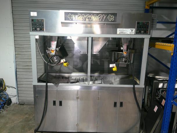 WOW LIKE NEW Gold Medal 2973-00-111 Twin Medallion 52oz. Popper w/ Neon Sign! Oil Pump! 72" Cabinet! WORKING WHEN REMOVED - GREAT CONDITION - Image 2 of 10