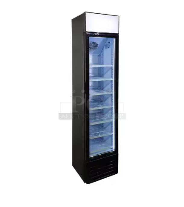 BRAND NEW SCRATCH & DENT! IN THE BOX! GDN-5 16 9/16" Black Swing Glass Door Merchandiser Refrigerator w/ LED Lighting! 115V - Image 2 of 3