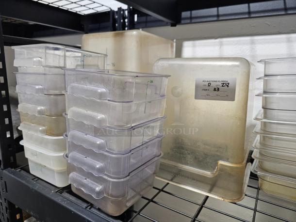 HUGE LOT! Cambro Style Clear Plastic Measured Containers! - Image 1 of 3