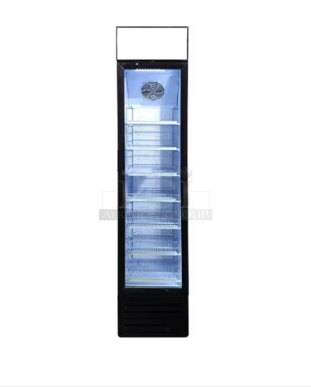 BRAND NEW SCRATCH & DENT! IN THE BOX! GDN-5 16 9/16" Black Swing Glass Door Merchandiser Refrigerator w/ LED Lighting! 115V - Image 1 of 2