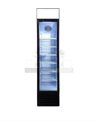 BRAND NEW SCRATCH & DENT! IN THE BOX! GDN-5 16 9/16" Black Swing Glass Door Merchandiser Refrigerator w/ LED Lighting! 115V