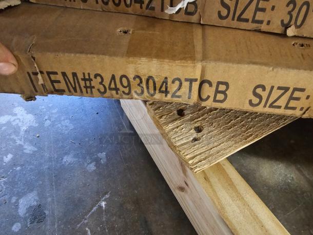 BRAND NEW SCRATCH & DENT! 30" x 42" Laminated Rectangular Table Top Reversible Cherry / Black! TOP ONLY! - Image 1 of 3