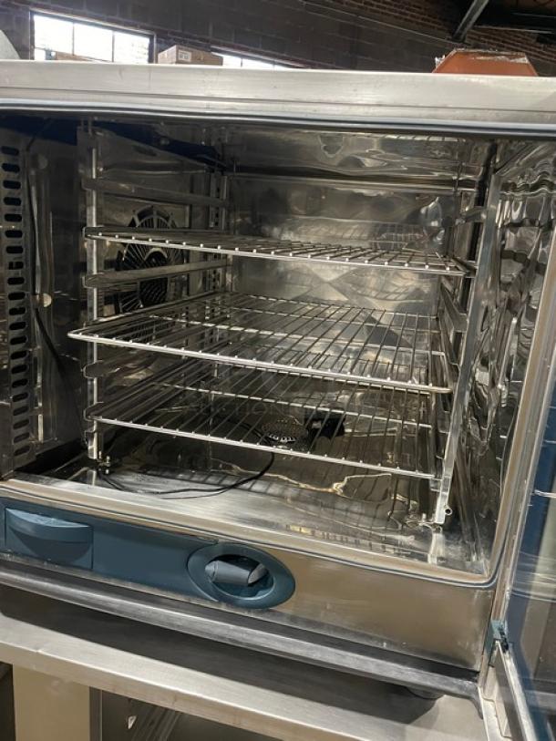 Rational Commercial Stainless Steel Electric Powered SelfCooking Center Combi Oven! With Wire Oven Racks! With 2 Section Pan-Holding Equipment Stand/Base! 208V! On Legs! - Image 5 of 9
