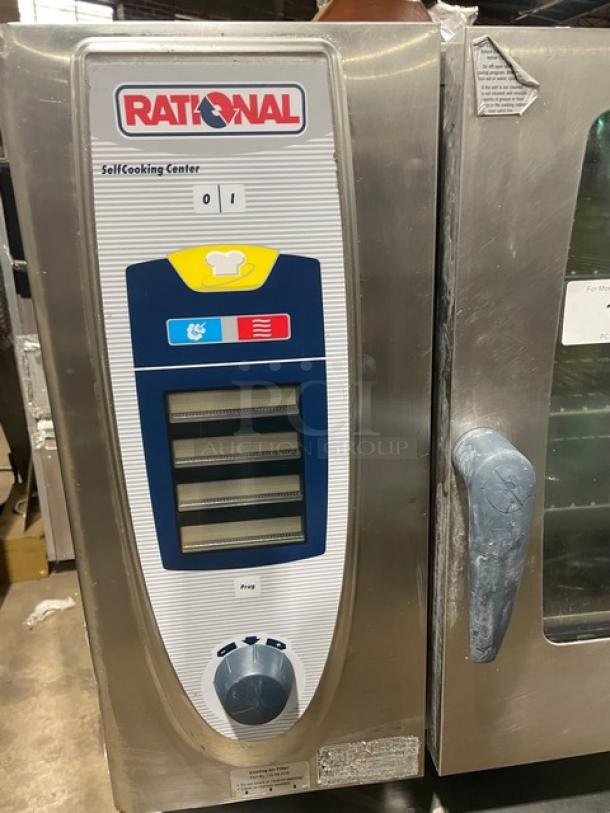 Rational Commercial Stainless Steel Electric Powered SelfCooking Center Combi Oven! With Wire Oven Racks! With 2 Section Pan-Holding Equipment Stand/Base! 208V! On Legs! - Image 6 of 9