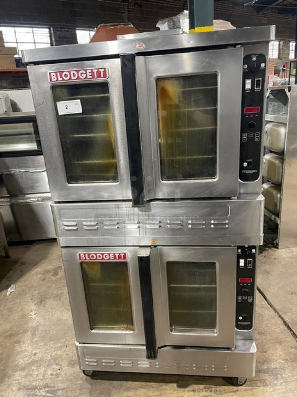 Blodgett Commercial Stainless Steel Natural Gas Powered Double Stacked Convection Oven! With Wire Oven Racks! SN: 081914RA110T! On Casters! 2X Your Bid Makes One Unit! - Image 1 of 9