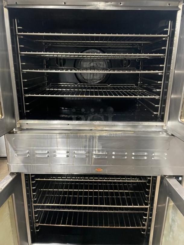 Blodgett Commercial Stainless Steel Natural Gas Powered Double Stacked Convection Oven! With Wire Oven Racks! SN: 081914RA110T! On Casters! 2X Your Bid Makes One Unit! - Image 5 of 9