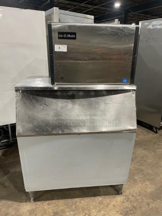 Ice-O-Matic Commercial Stainless Steel Air-Cooled Ice Making Machine Head! Energy Star Certified! With Heavy Duty Ice Bin! Model: ICE0500FA5 SN: 12091280010419! 115V 1 Phase! On Legs!