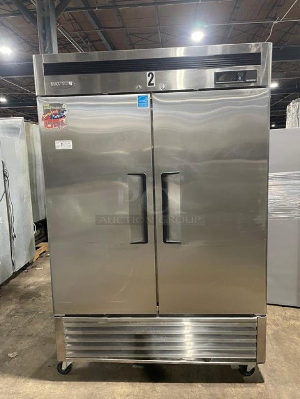 Turbo Air Maximum Series Commercial Stainless Steel Solid 2 Door Reach In Freezer! Energy Star Certified! With Poly Coated Wire Racks! Model: MSF-49NM SN: NF49308075! 110-120V 1 Phase! On Casters! - Image 1 of 9