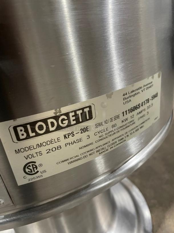 Blodgett Commercial Stainless Steel Electric Powered Stationary 2/3 Jacketed 20-Gal Pedestal Kettle! With Swing Spout Faucet! Model: KPS-20E SN: 111606S4178-5948! 208V 3 Phase! On Pedestal Style Base! - Image 8 of 11