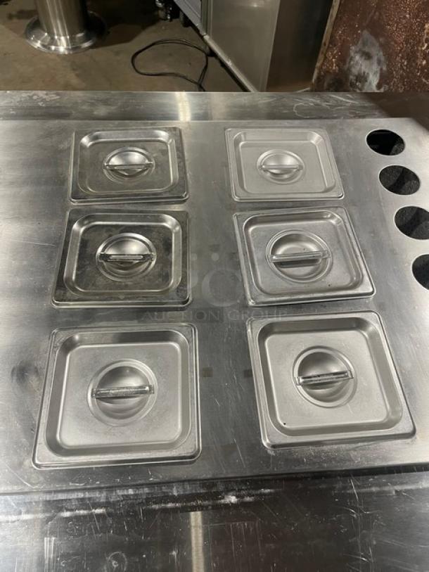 Atosa! 2021 Late Model! Commercial Stainless Steel Refrigerated 2 Door Mega Top Salad/Sandwich Prep Table! With Pan Covers! With Poly Coated Wire Racks! Model: MSF8307GR SN: MSF8307GRAUS1T0321113000C40037! 115V 1 Phase! On Casters! Working When Removed! Still Under Warranty! - Image 9 of 12