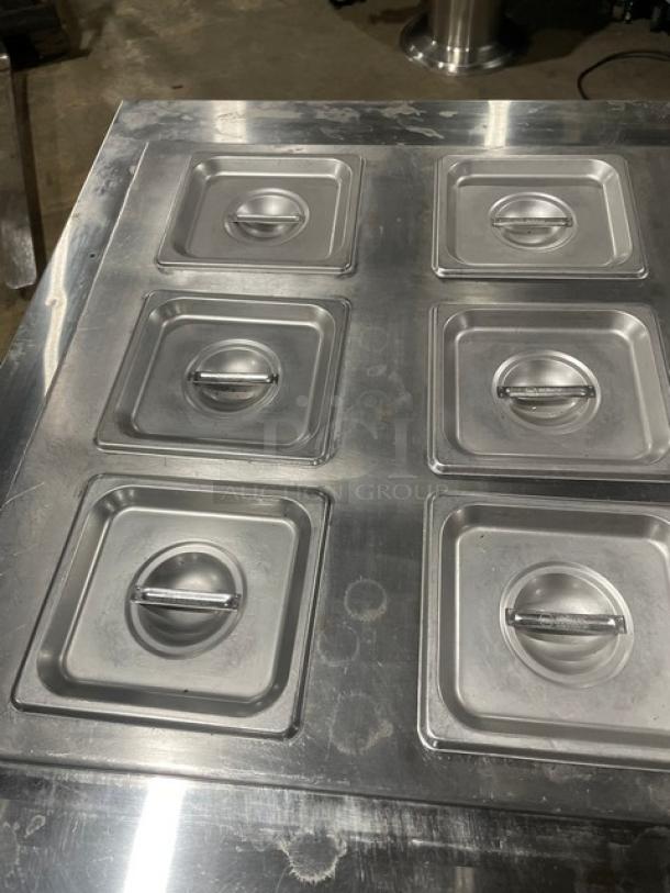 Atosa! 2021 Late Model! Commercial Stainless Steel Refrigerated 2 Door Mega Top Salad/Sandwich Prep Table! With Pan Covers! With Poly Coated Wire Racks! Model: MSF8307GR SN: MSF8307GRAUS1T0321113000C40037! 115V 1 Phase! On Casters! Working When Removed! Still Under Warranty! - Image 10 of 12