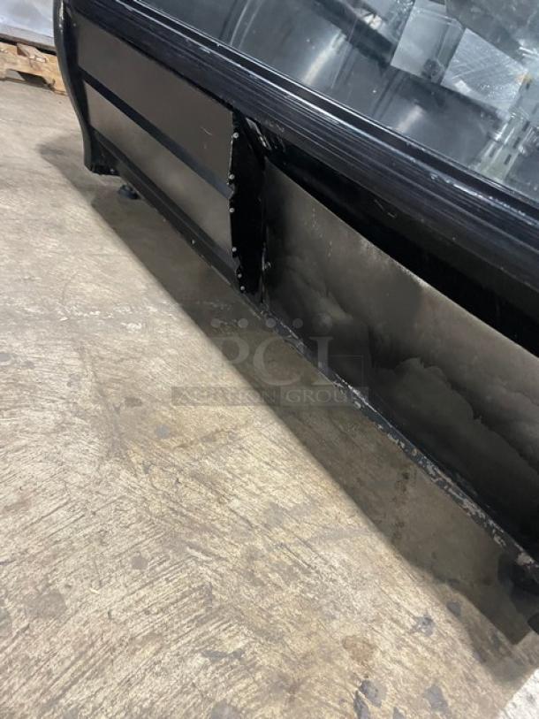 Tor-Rey Commercial Black Curved Glass 2-Tier Refrigerated Deli Merchandiser Display Showcase! With Stainless Steel Interior & Adjustable Shelves! With Rear Double Sliding Access Doors! Model: TEM150NL-UL SN: E15-003064! 120V! On Legs! - Image 9 of 10