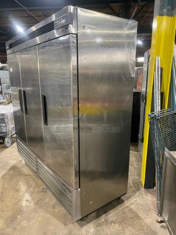 Blue Air Commercial Stainless Steel Solid 3 Door Reach In Refrigerator! With Digital Controls! With Poly Coated Wire Rack! Model: BSR72! 115V 1 Phase! On Casters! - Image 2 of 11