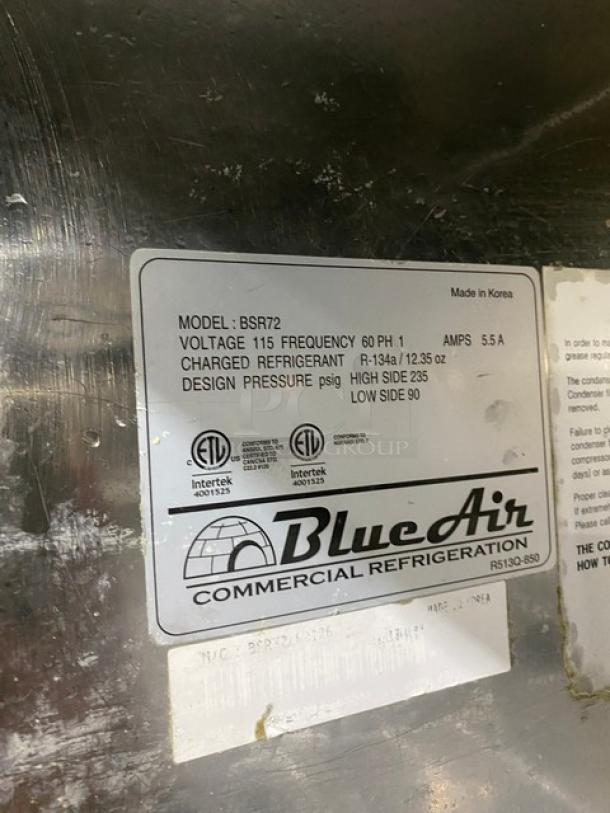 Blue Air Commercial Stainless Steel Solid 3 Door Reach In Refrigerator! With Digital Controls! With Poly Coated Wire Rack! Model: BSR72! 115V 1 Phase! On Casters! - Image 9 of 11