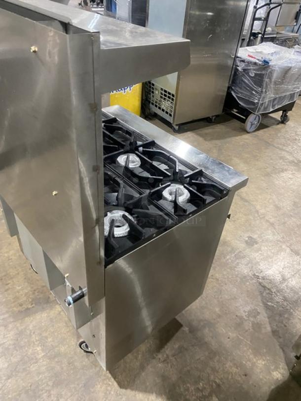 Connerton Commercial Stainless Steel Natural Gas Powered 6 Burner Range/Oven Combo! With Back Splash & Overhead Salamander Shelf! With Wire Oven Rack! Model: CN36-6 SN: 700322J21! On Casters! - Image 4 of 9