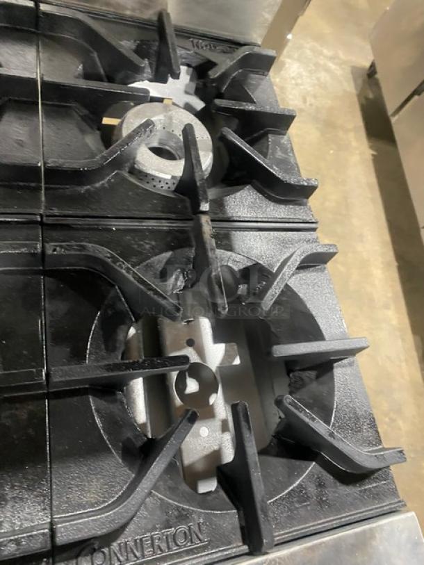 Connerton Commercial Stainless Steel Natural Gas Powered 6 Burner Range/Oven Combo! With Back Splash & Overhead Salamander Shelf! With Wire Oven Rack! Model: CN36-6 SN: 700322J21! On Casters! - Image 6 of 9