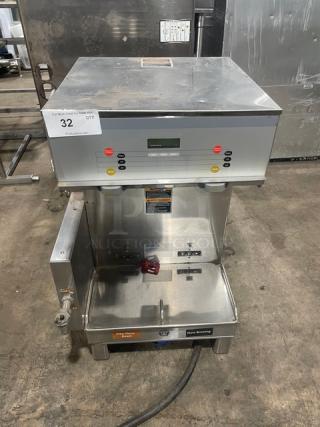 Bunn Starbucks Style Commercial Stainless Steel Electric Powered Countertop Dual Soft Heat Coffee Brewer! With Hot Water Dispenser! Model: DUAL SH DBC SN: DUAL085099! 120/208V 1 Phase! On Legs!