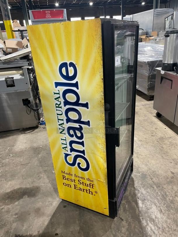 True Snapple Style Commercial Single Glass Swing Door Reach In Merchandiser Refrigerator! With Poly Coated Wire Racks! Model: GDM-12 SN: 11800502! 115V 1 Phase! - Image 2 of 8