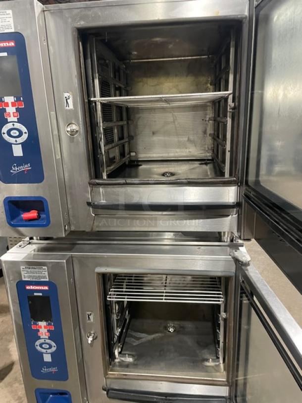 Eloma Genius Series Commercial Stainless Steel Electric Powered Double Stacked Combi Oven! With Digital Controls! With Built In Pan Holding Racks! On Legs! 2X Your Bid Make One Unit! - Image 6 of 10