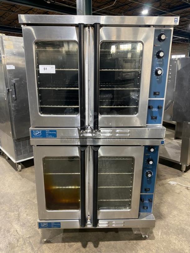 Duke Commercial Stainless Steel Electric Powered Double Stacked Convection Oven! With Thermostatic Controls! With Wire Oven Racks! Model: E101-EV SN: 20ABJG0194! 208V 3 Phase! On Legs! 2X Your Bid Makes One Unit! - Image 1 of 10