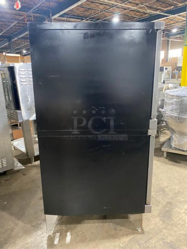 Duke Commercial Stainless Steel Electric Powered Double Stacked Convection Oven! With Thermostatic Controls! With Wire Oven Racks! Model: E101-EV SN: 20ABJG0194! 208V 3 Phase! On Legs! 2X Your Bid Makes One Unit! - Image 2 of 10