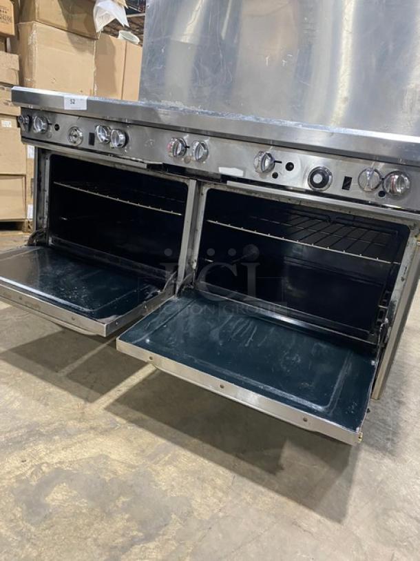 Southbend Commercial Stainless Steel Natural Gas Powered 8 Burner/Hot Plate Split Top Range & Double Oven Combo! With Back Splash! With Wired Oven Rack! With Casters! - Image 7 of 10