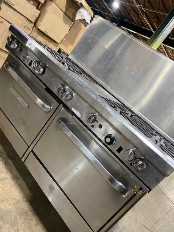 Southbend Commercial Stainless Steel Natural Gas Powered 8 Burner/Hot Plate Split Top Range & Double Oven Combo! With Back Splash! With Wired Oven Rack! With Casters! - Image 9 of 10