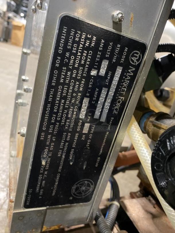 Market Forge A-Cooker Series Commercial Stainless Steel Natural Gas Powered 3 Compartment Steam Broiler Cabinet! With Individual Controls! With Wired Oven Racks! Model: M36G300A-4SP SN: 220533! 120V 1 Phase! On Legs! - Image 8 of 11