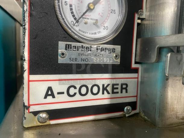 Market Forge A-Cooker Series Commercial Stainless Steel Natural Gas Powered 3 Compartment Steam Broiler Cabinet! With Individual Controls! With Wired Oven Racks! Model: M36G300A-4SP SN: 220533! 120V 1 Phase! On Legs! - Image 9 of 11