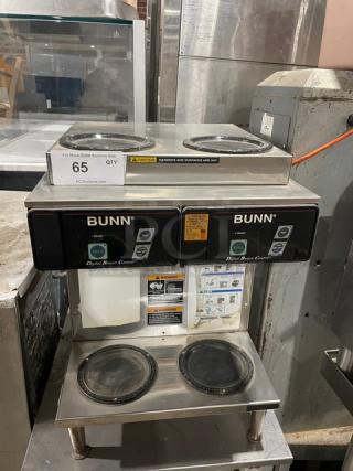 Bunn Commercial Stainless Steel Electric Powered Countertop Automatic Twin Coffee Brewer! With 2 Upper & 2 Lower Warmers! With Digital Controls! Model: CDBC2/2TWIN SN: TWIN055798! 120/208-240V 1 Phase! On Legs!