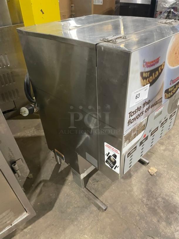 Bunn Dunkin Donuts Style Commercial Stainless Steel Electric Powered Countertop 5-Flavor Hot Chocolate/Cappuccino Hot Beverage Machine! With Hot Water Dispenser & Digital Controls! With Hoppers! Model: IMIX-5 SN: IMIX029357! 120/208-240V 1 Phase! On Legs! - Image 2 of 8