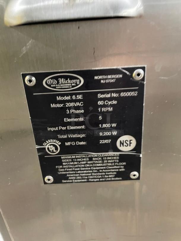 Old Hickory Commercial Stainless Steel Electric Powered Countertop Rotisserie Oven! Model: 6.5E SN: 650052! 208V 3 Phase! On Legs! - Image 7 of 8