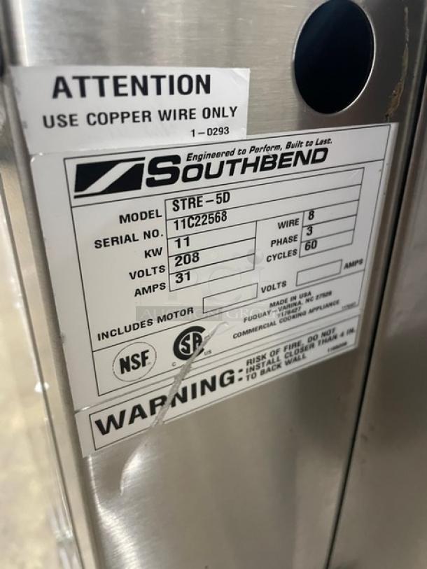 Southbend Strato Steam Series Commercial Stainless Steel Electric Powered Countertop Steamer! With Built In Pan Holding Rack! Model: STRE-5D SN: 11C22568! 208V 3 Phase! - Image 5 of 8